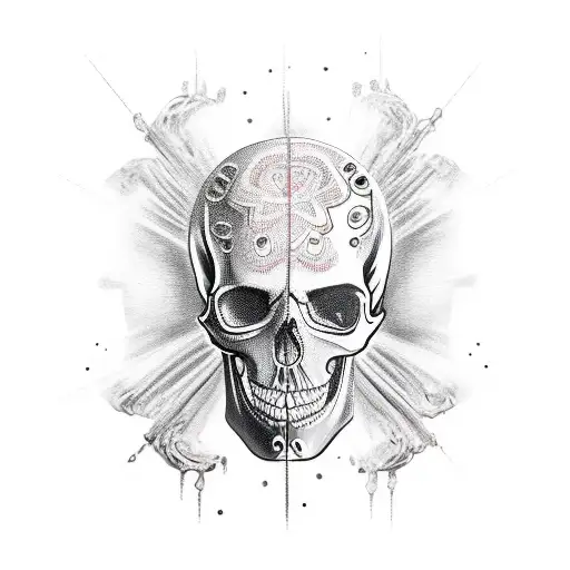 chrome dripping skull tattoo design idea