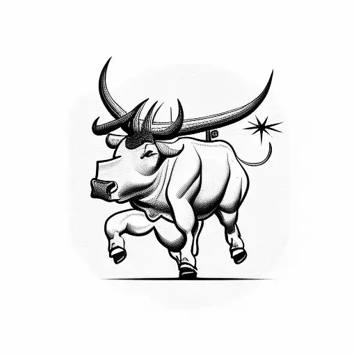 Bull leaping over a stock market graph tattoo design idea