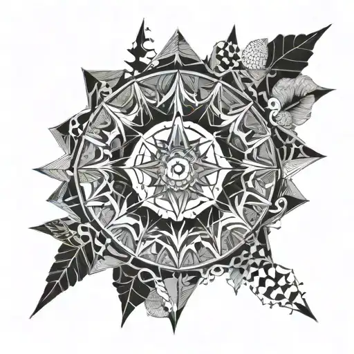 geometry pattern, life, chef, food , travel , compass , mandala tattoo design idea