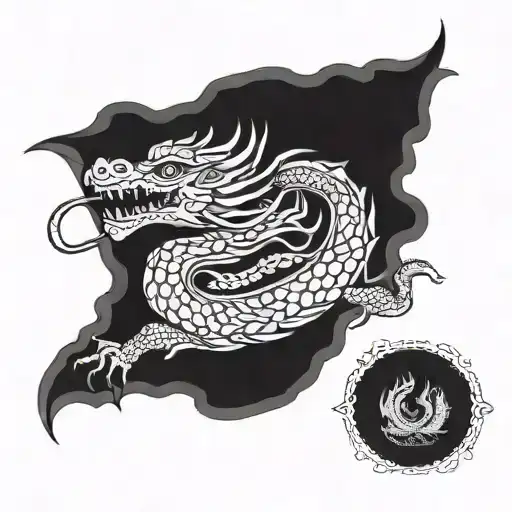 mexican dragon tattoo wrapped arm. simple outline tattoo design idea