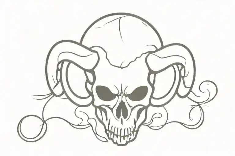aries skull mix with devil half angel tattoo design idea