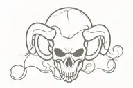 aries skull mix with devil half angel tattoo design idea