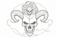 aries skull mix with devil half angel tattoo design idea
