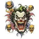 insane laughing joker facing off with Batman  tattoo design idea