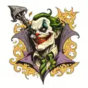 insane laughing joker facing off with Batman  tattoo design idea