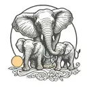 baby and mommy elephant with moon outline tattoo tattoo design idea