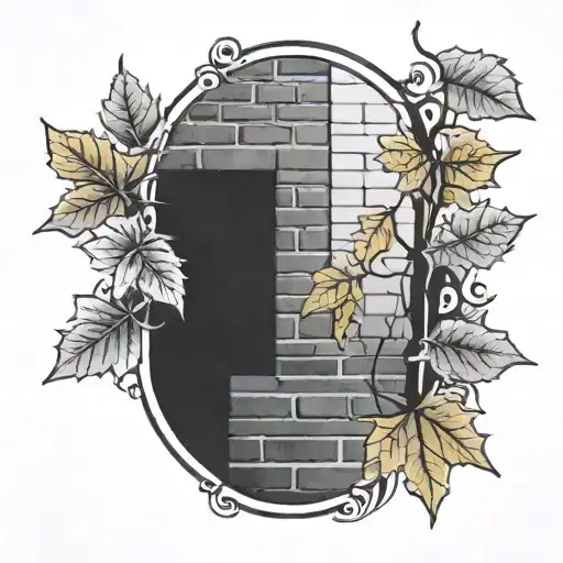 brick wall with Autumn on it tattoo design idea
