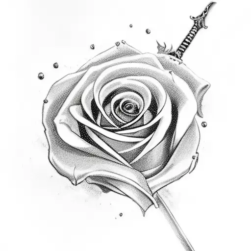 Sword with a Rose wrapped around it tattoo design idea