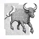 Minotaur, Maze, Standing tattoo design idea