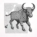 Minotaur, Maze, Standing tattoo design idea