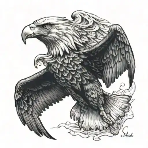 Number 13 and an eagle flying tattoo design idea
