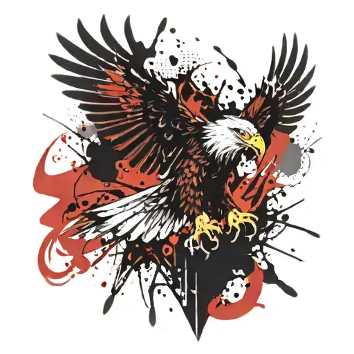 eagle burning its wings flying tattoo design idea