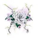 ivy wines with flowers intertwined with barbed wire tattoo design idea