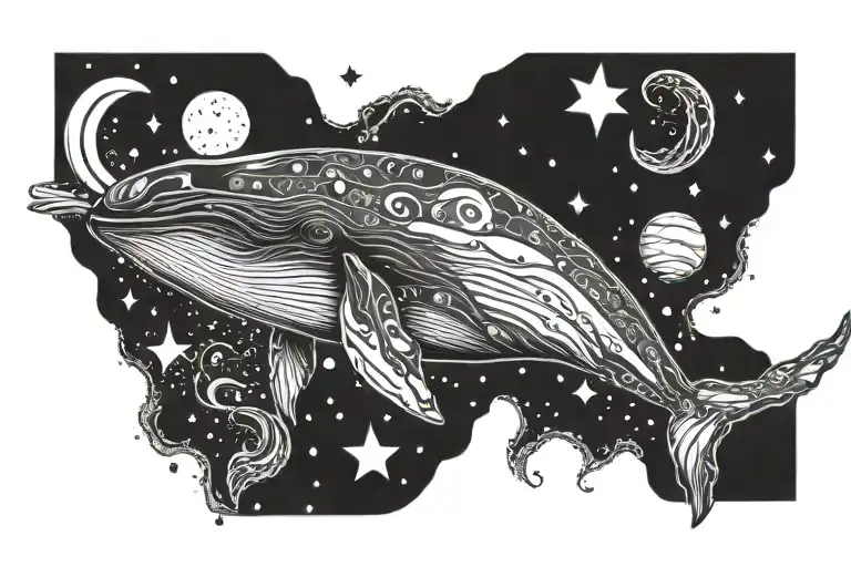 Whale and Space tattoo design idea