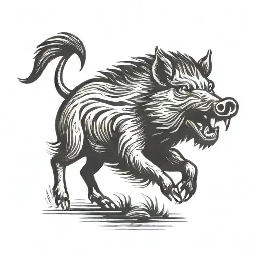 aggressive wild boar tattoo design idea