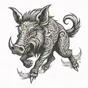 aggressive wild boar tattoo design idea