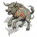 aggressive wild boar tattoo design idea