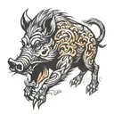 aggressive wild boar tattoo design idea