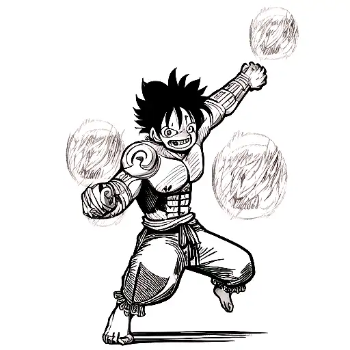 Anime Gear 5 Luffy Tattoo Idea - BlackInk AI