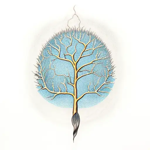 Oliver tree with five roots and eleven branches  tattoo design idea