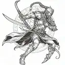Sagittarius archer warrior wielding a sword tattoo design idea