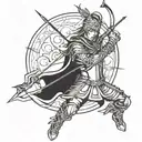 Sagittarius archer warrior wielding a sword tattoo design idea