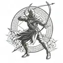 Sagittarius archer warrior wielding a sword tattoo design idea