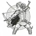 Sagittarius archer warrior wielding a sword tattoo design idea