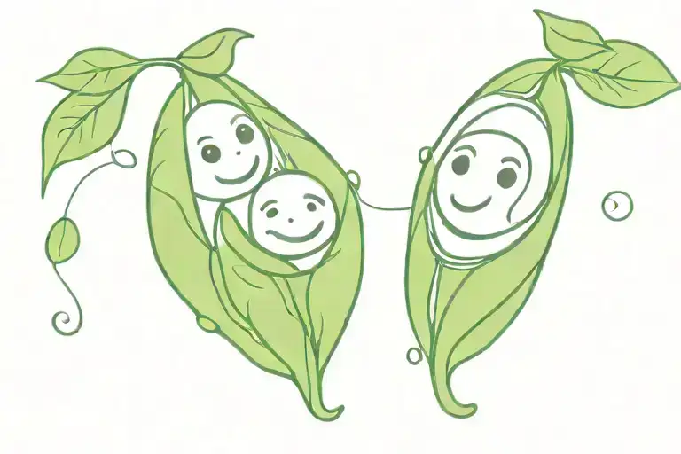 Three peas in one peapod with smiling faces peeking tattoo design idea