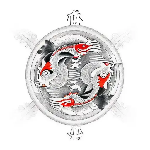 yin and Yang koi tattoo design idea