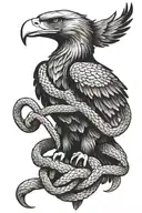 Eagle holding a snake coiled tattoo design idea