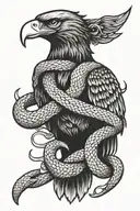 Eagle holding a snake coiled tattoo design idea