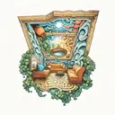 dmt entity peering through the roof of the room as i sit in the sofa looking up tattoo design idea