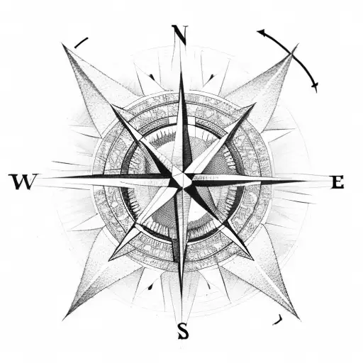 compass with north pointing to the head and the pointer to the heart tattoo design idea