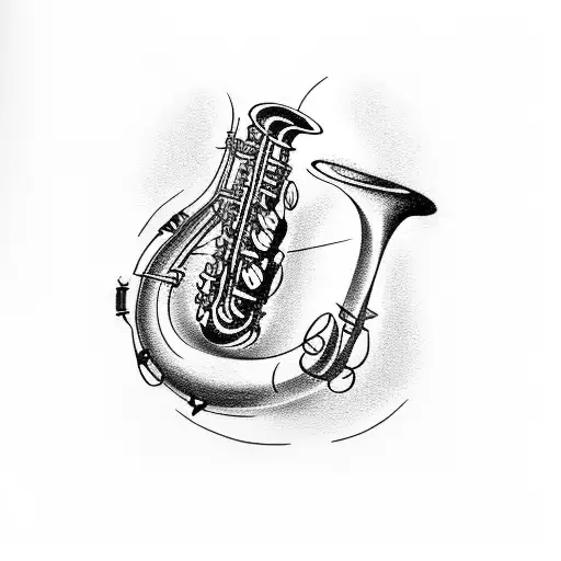 saxophone tattoo design idea