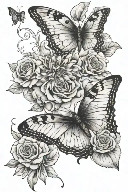 and somehow after everything she still bloomed in a way the was meant to with LOTOUs flower and butterfly  tattoo design idea