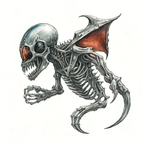 cover up for a blue and red diamon shape on rib cage. make more masculine. keywords: xenomorph, scifi bioweapon, aliens tattoo design idea