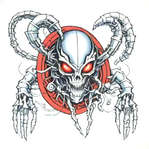 cover up for a blue and red diamon shape on rib cage. make more masculine. keywords: xenomorph, scifi bioweapon, aliens tattoo design idea