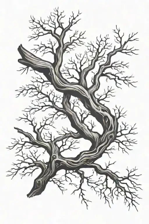 driftwood branch tattoo design idea