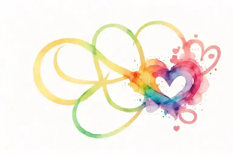 infinity symbol and 5 hearts intertwined tattoo design idea