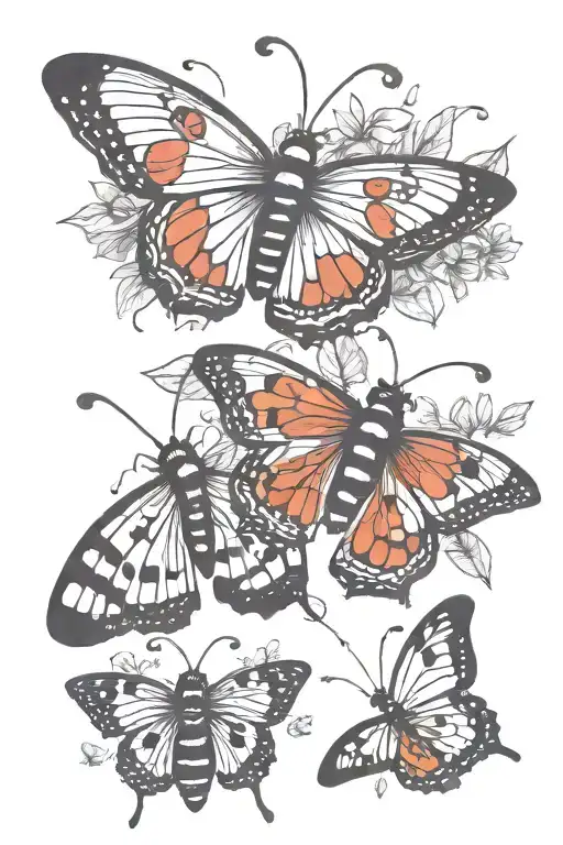 Butterflies and ladybugs  tattoo design idea