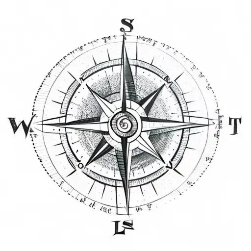  simple get lost compass pointing in all the wrong directions tattoo design idea