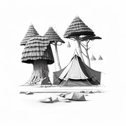 tent tattoo design idea