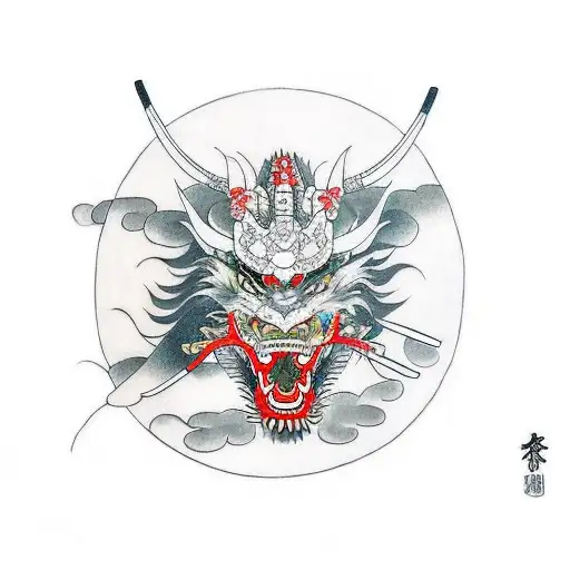 samurai with a dragon tattoo design idea