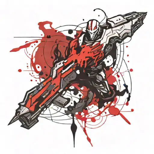 minimalist jhin lol weapon concept design incorporating symbols tattoo design idea