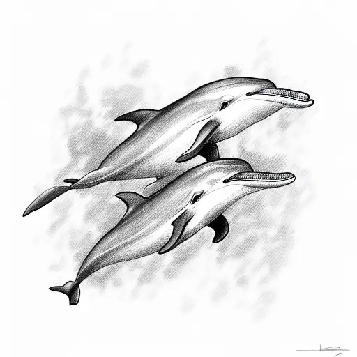 A sketch of a dolphin formed by interconnected linguistic symbols tattoo design idea