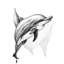 A sketch of a dolphin formed by interconnected linguistic symbols tattoo design idea