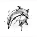 A sketch of a dolphin formed by interconnected linguistic symbols tattoo design idea
