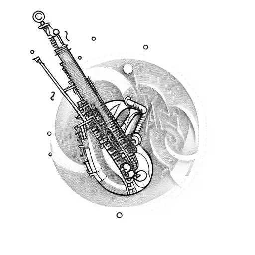 melting vynil with saxophone coming out from it tattoo design idea