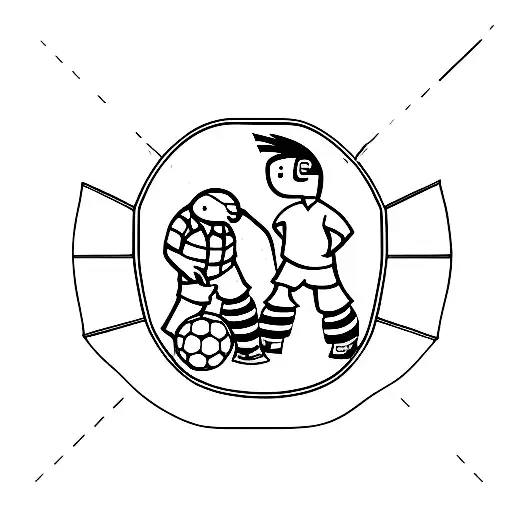 player with his father soccer tattoo design idea